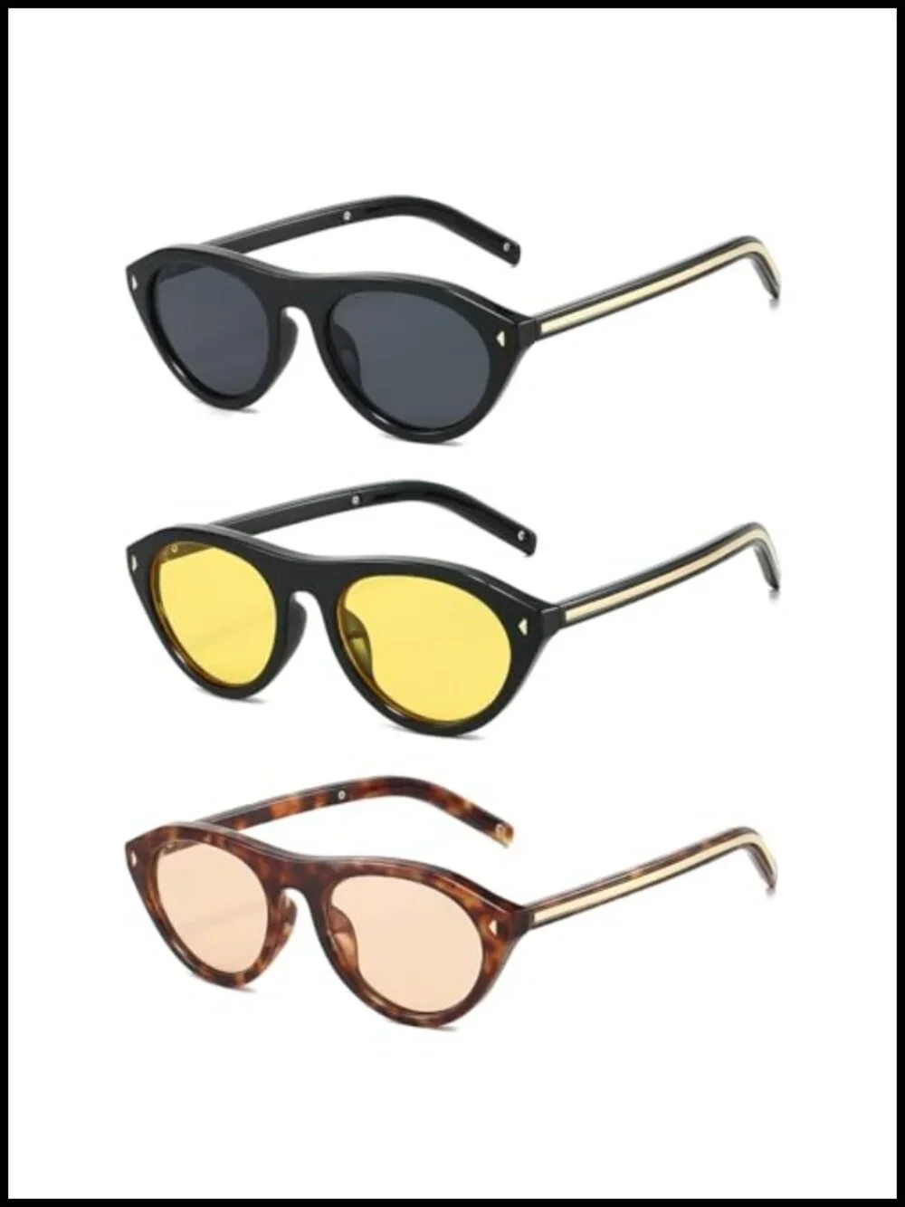 Retro Oval Sunglasses with UV400 Protection Cat Eye Shades
